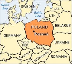 Location of Poznan in Poland on a map